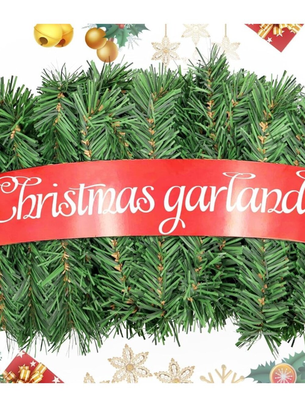 Christmas Garland, 54FT Artificial Soft Green Realistic Pine Greenery for Indoor